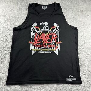 Slayer Puck Hcky Shirt Mens XL Black Tank‎ Top Muscle Fight Til Death Collab